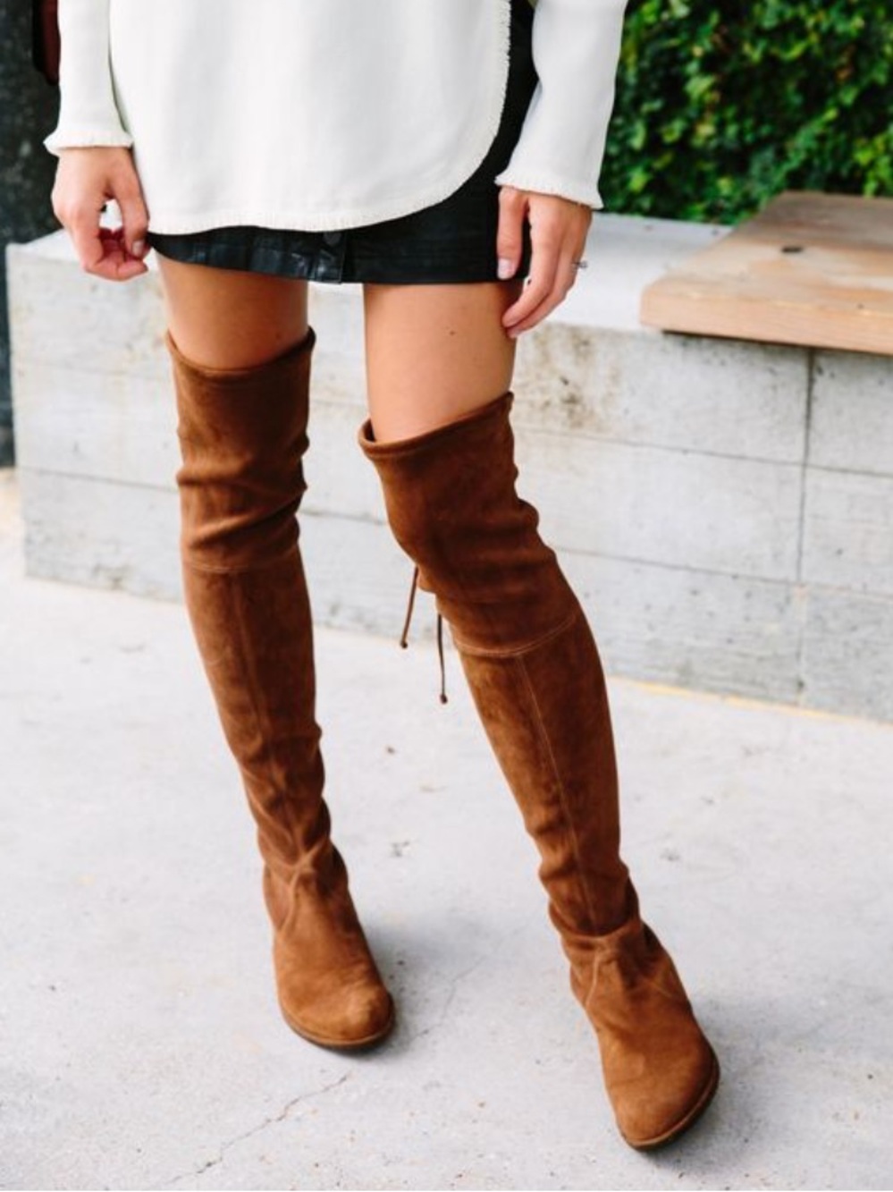 Stuart Weitzman Elevated Boots Walnut Suede  Back Tie WW33420 Size 7.5